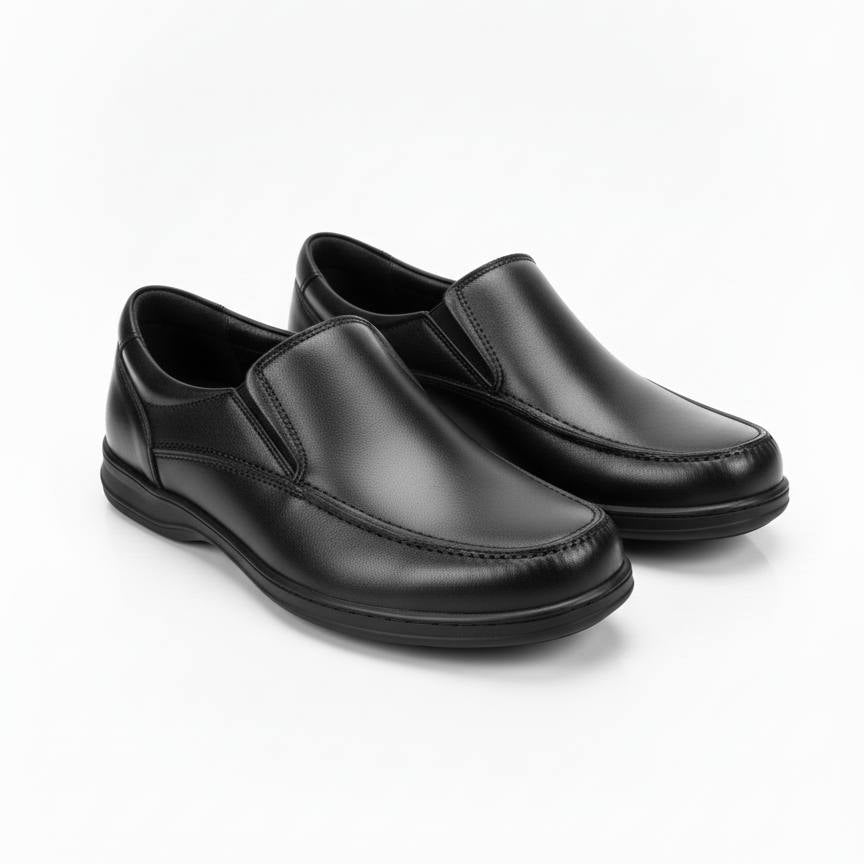 Mocassin Orthopédique Homme en Cuir Noir